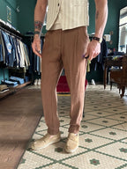 Pegaso trousers with linen-effect pleats