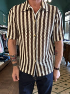 Polo camicia traforata lavorazione a uncinetto Made in Italy
