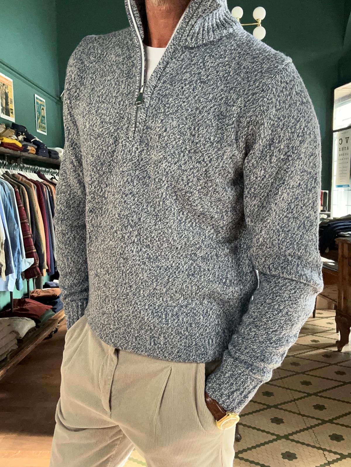 Cardigan mezza zip melange
