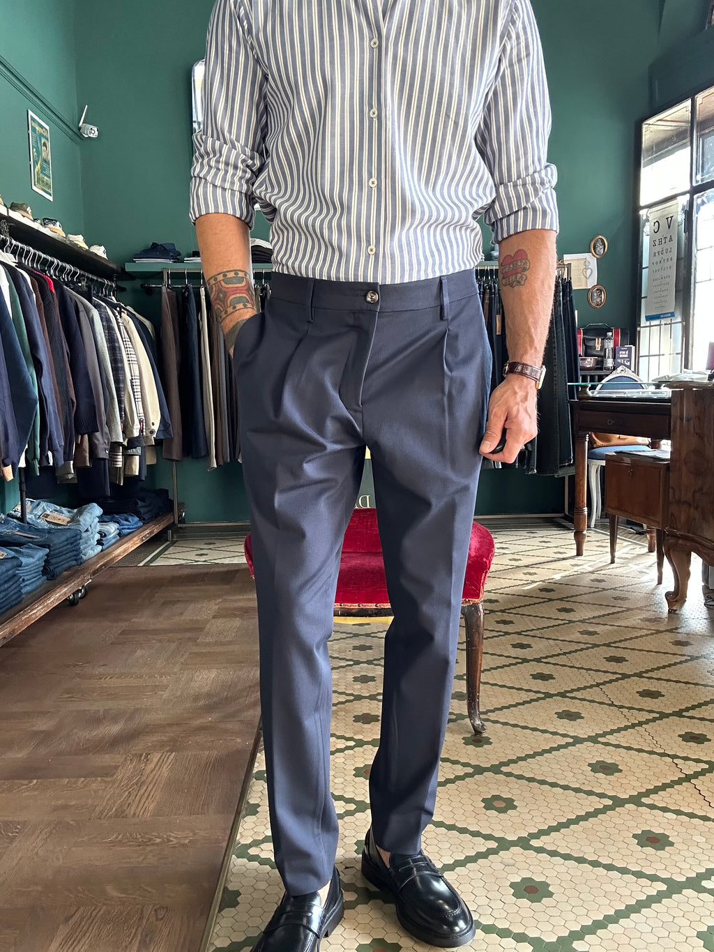 Pantalone Bridges slim fit con elastico in vita