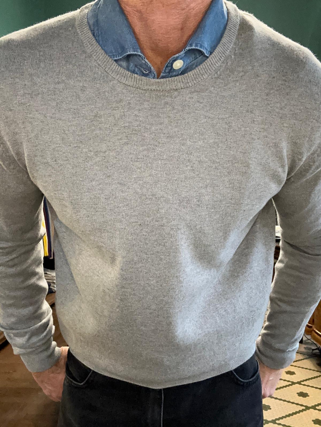 Maglioncino girocollo in cotone e cashmere