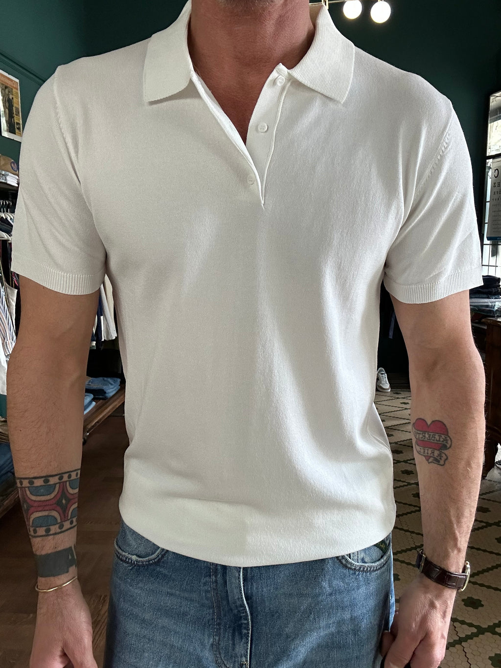 Jersey polo shirt with buttons