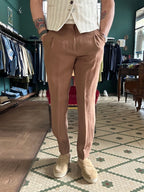 Pegaso trousers with linen-effect pleats