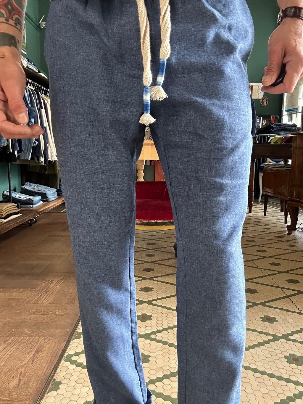Linen blend baggy trousers made in Italy