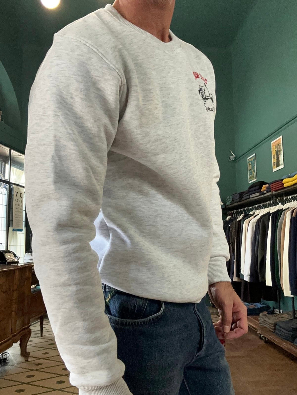 Felpa girocollo “italian stye” grigia