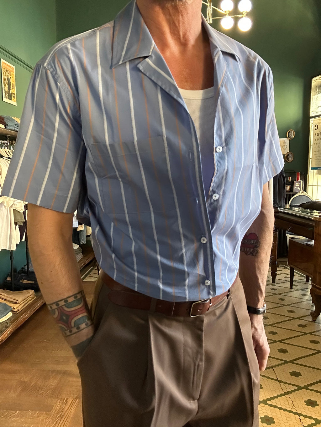Camicia collo Hawaii over 100% cotone made in italy