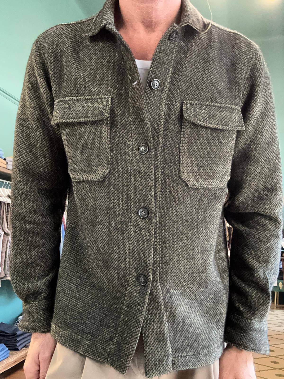 Camicia casacca boucle verde