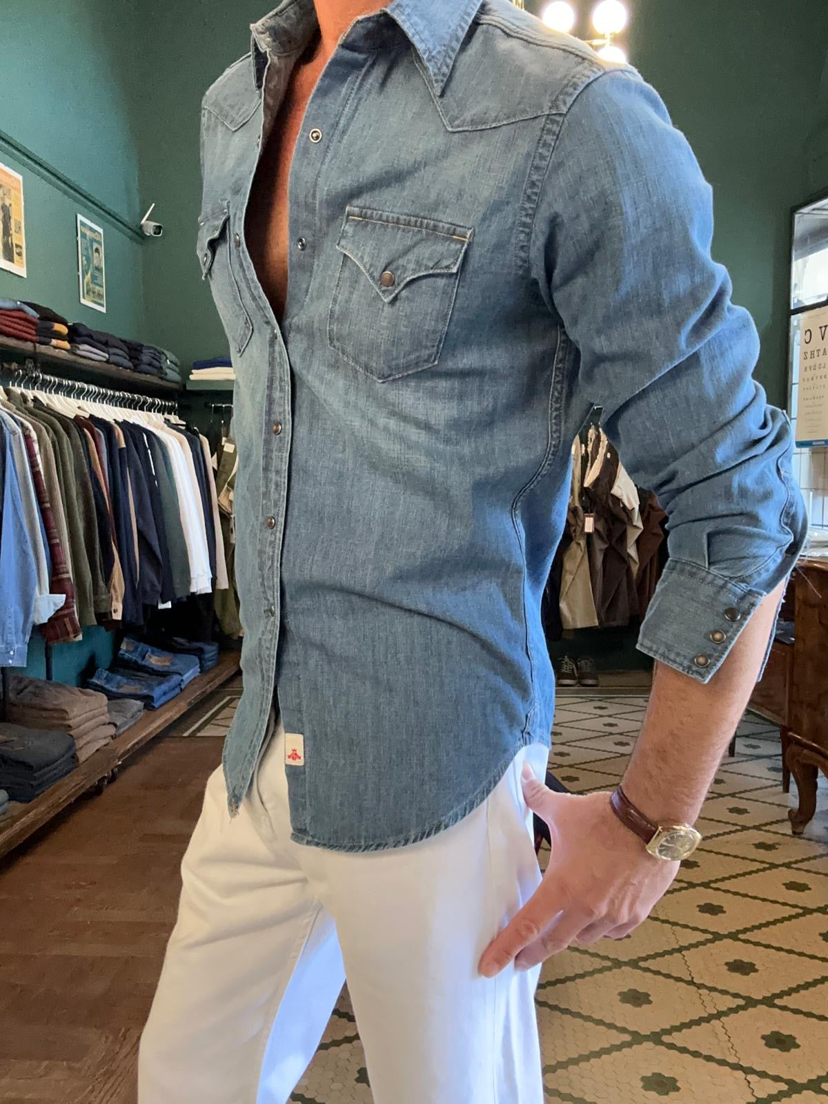 Camicia in jeans replay stile texano