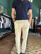Pantalone lino cotone con coulisse