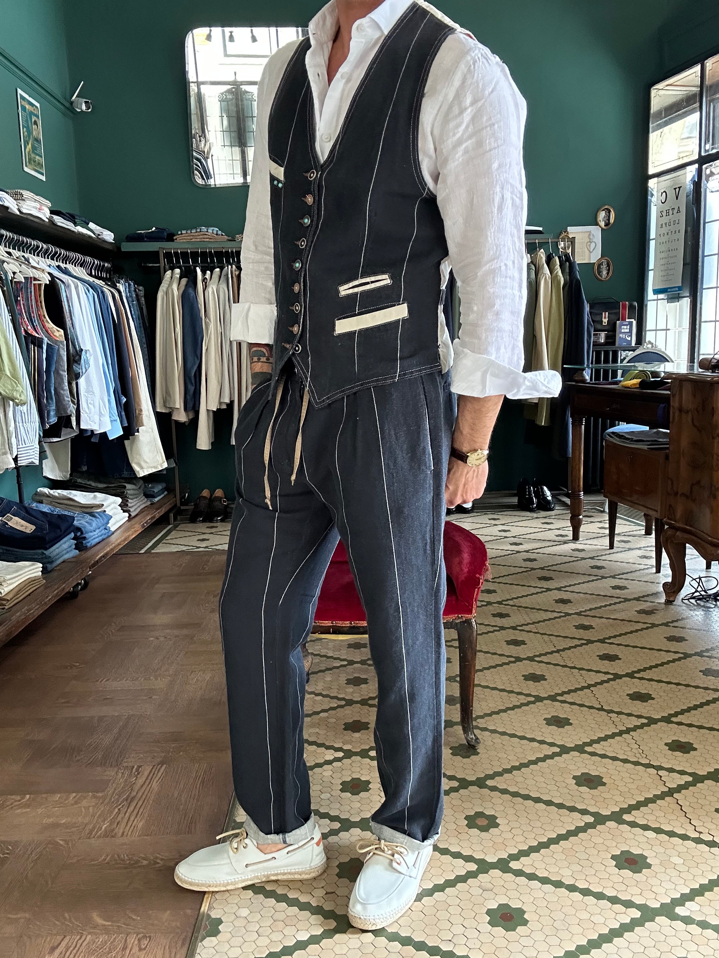 Pantalaccio garry’s earth a righe lino cotone Made in Italy