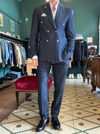 Double-breasted denim suit