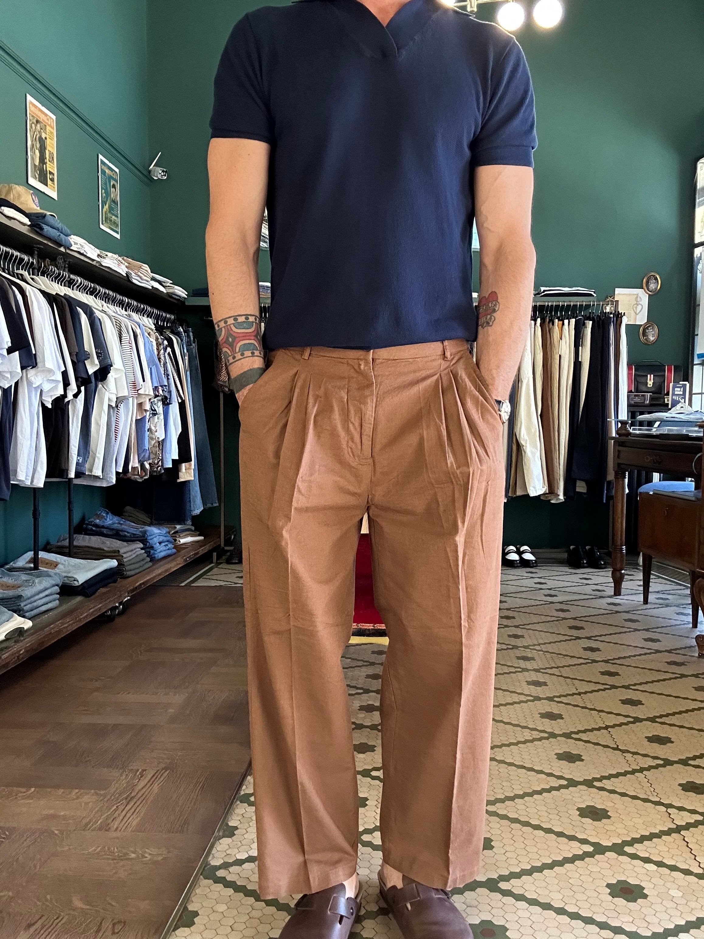 Pantalone over lino cotone