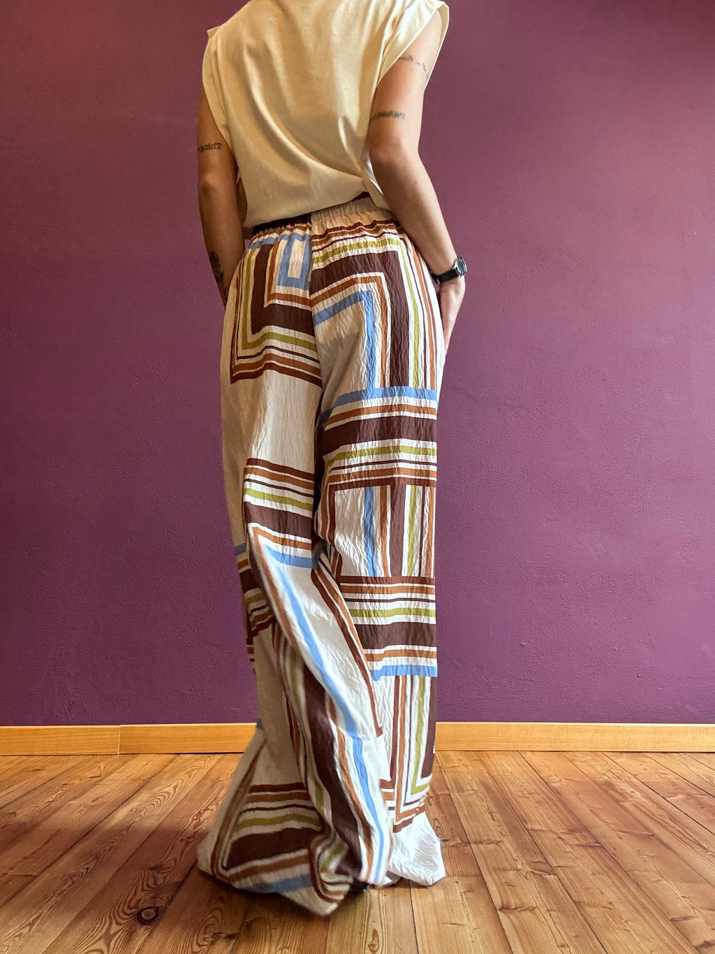 Mira trousers with geometric pattern