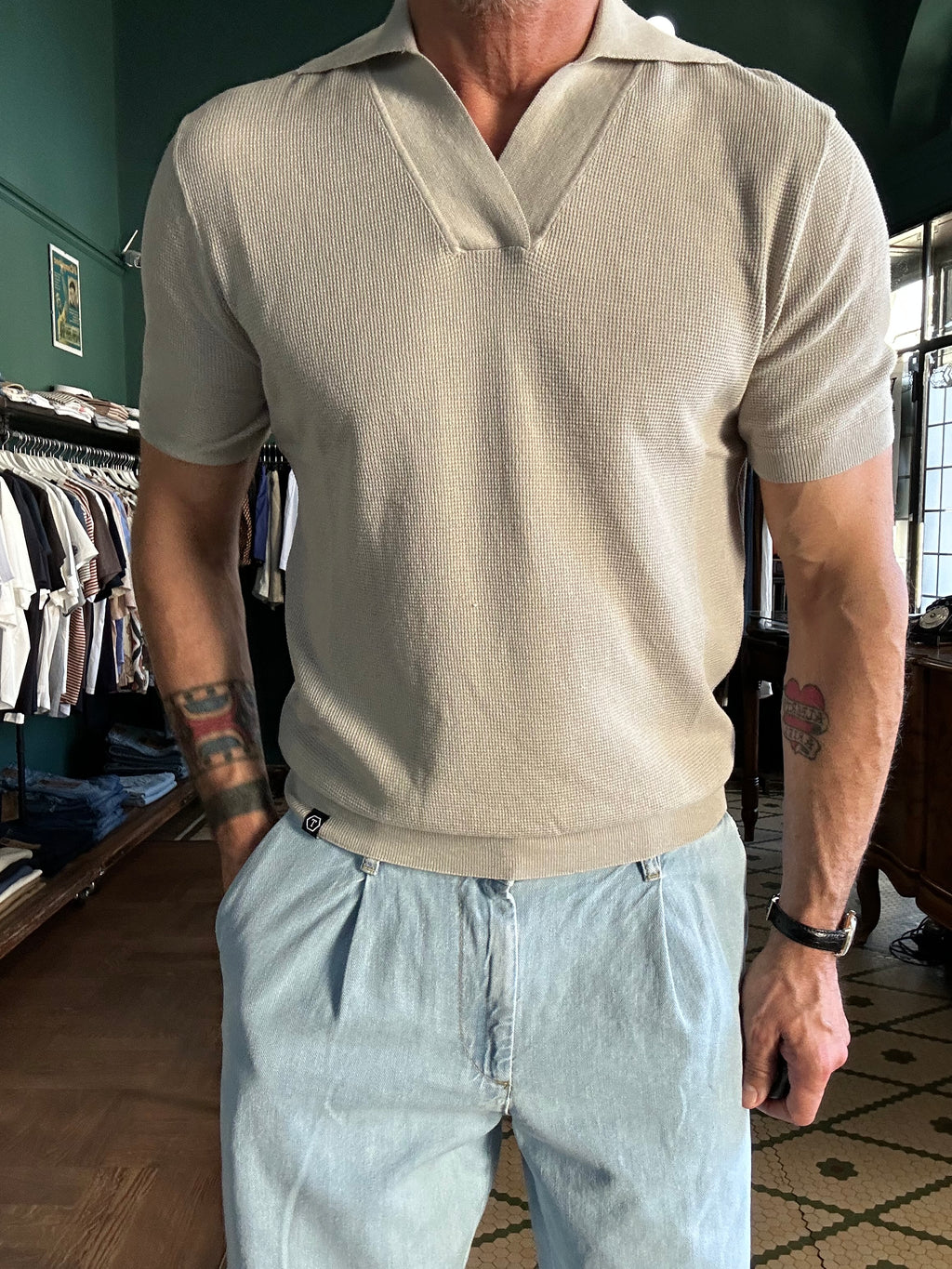 Polo maglina in cotone operato
