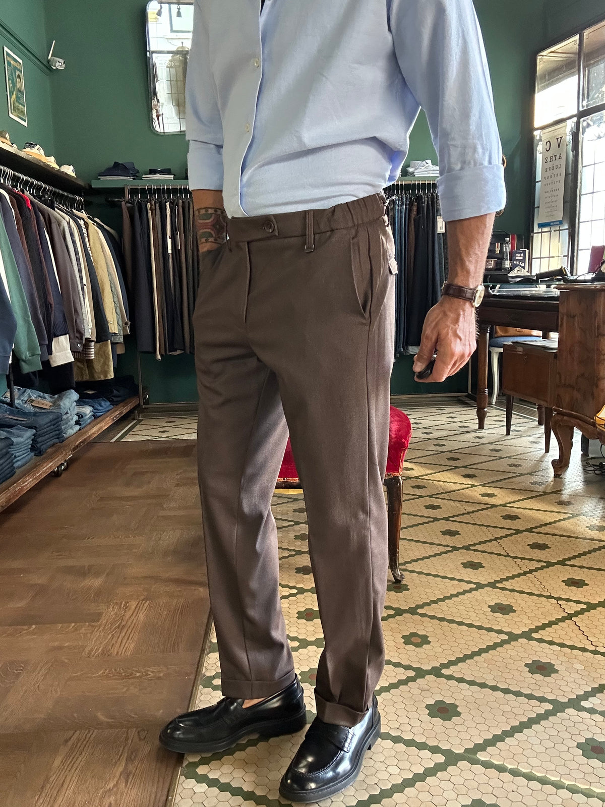 Pantalone Bridges slim fit con elastico in vita