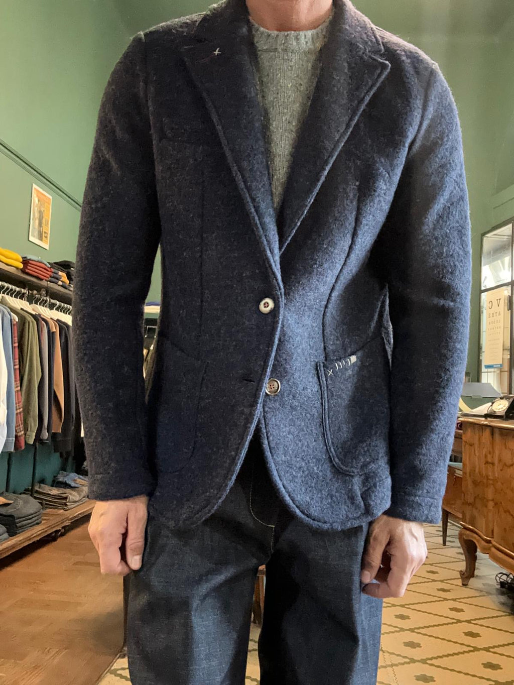 Giacca koon blu in lana cotta