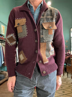 Cardigan in lana con patch
