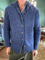 Cardigan garry’s Earth blu in lana Merinos