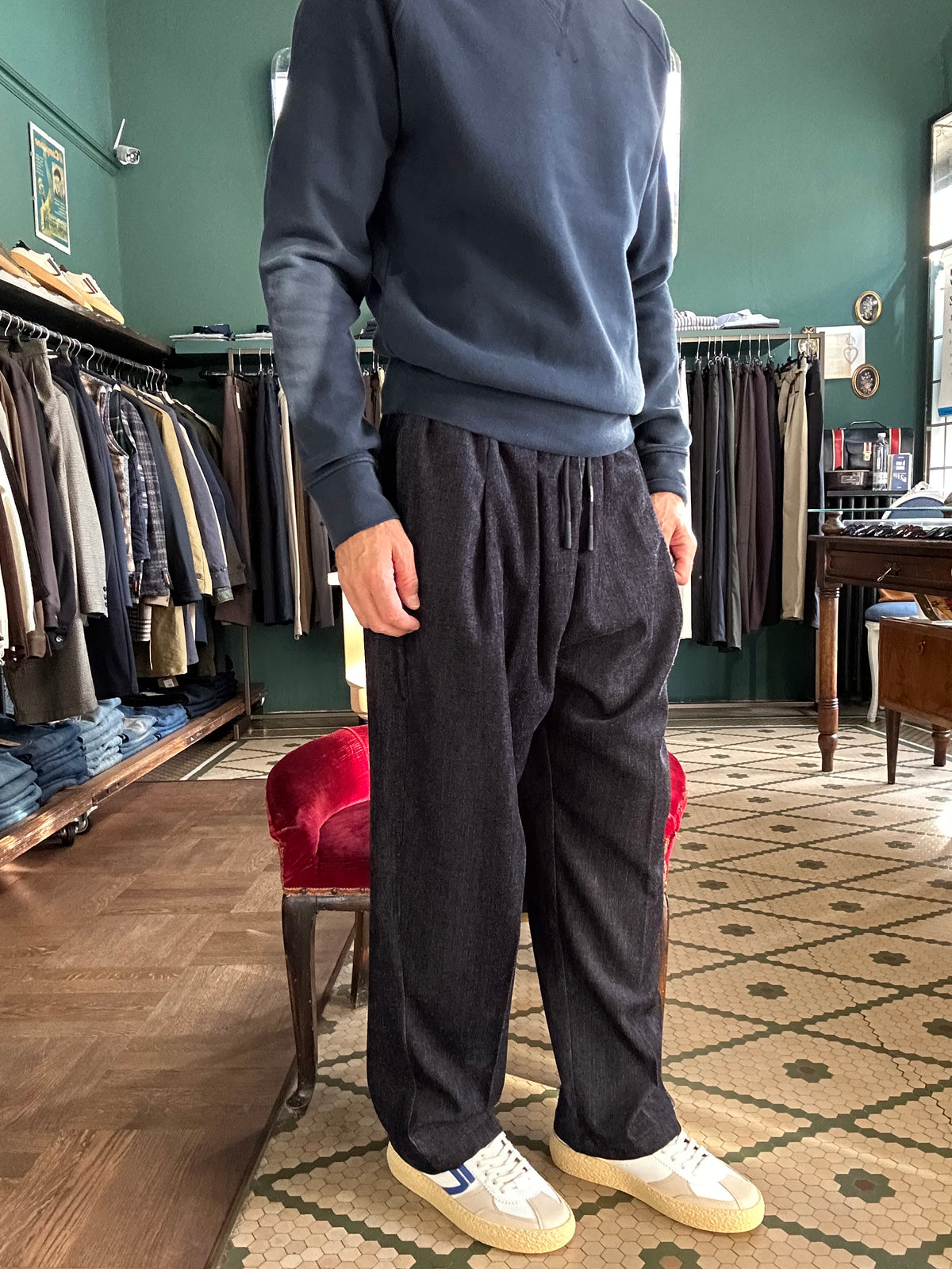 Pantalaccio loose fit effetto denim ciniglia