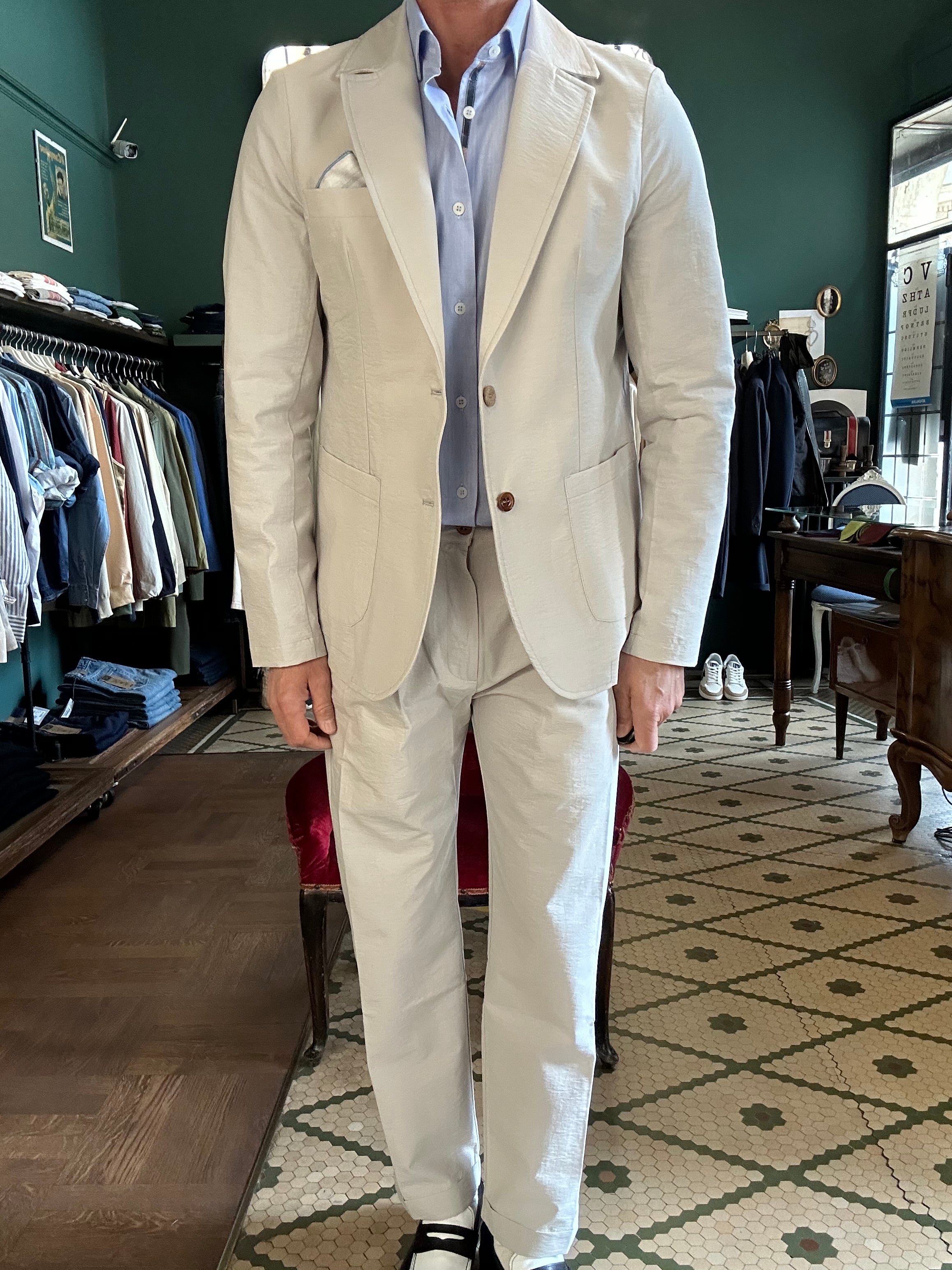 Pantalone koon doppia pence cotone goffrato