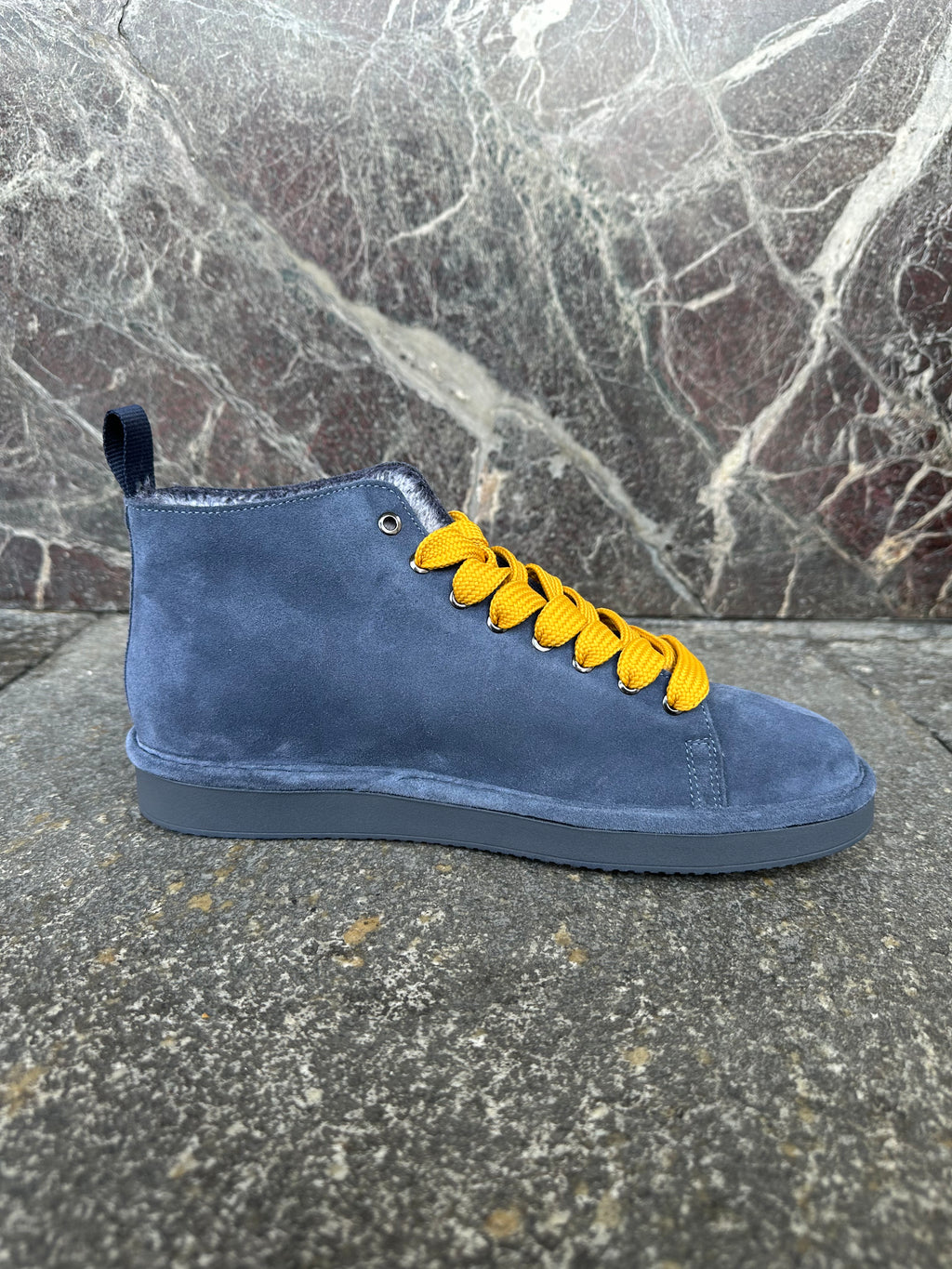 Panachic alte in suede blu scuro e giallo