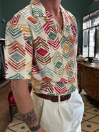Camicia viscosa collo Hawaii aperol