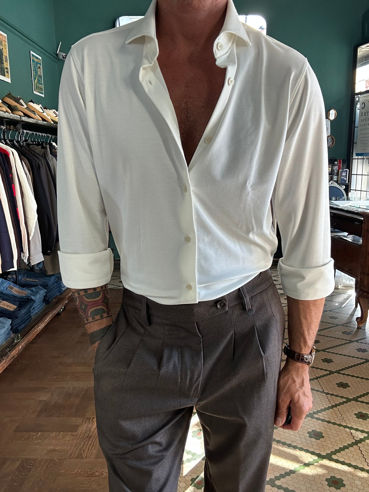 Camicia Adam in jersey no stiro