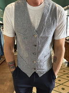 Gilet garry’s earth misto lino screziato