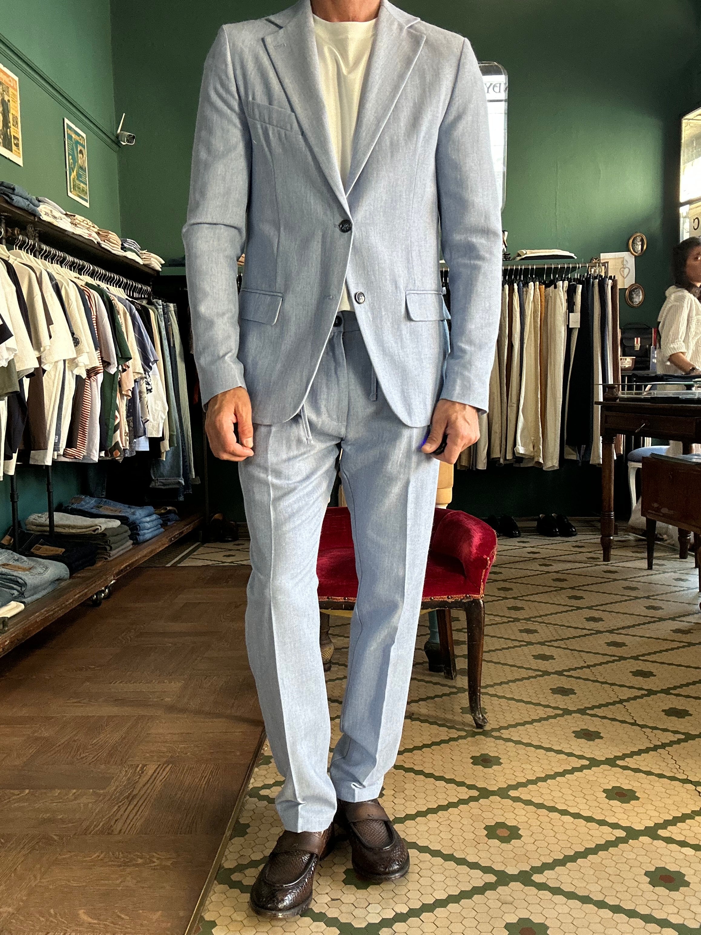 herringbone fabric suit