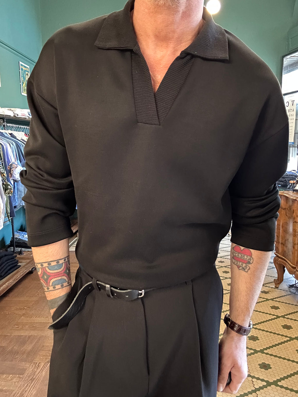 Oversize stretch polo shirt