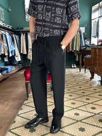Pantalaccio regular fit cotone lino nero