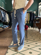 Linen blend baggy trousers made in Italy