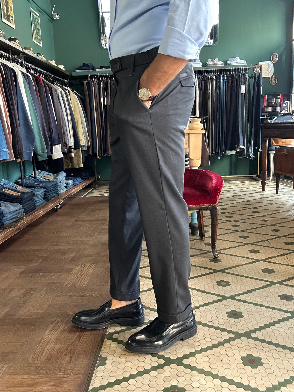 Pantalone Bridges slim fit con elastico in vita