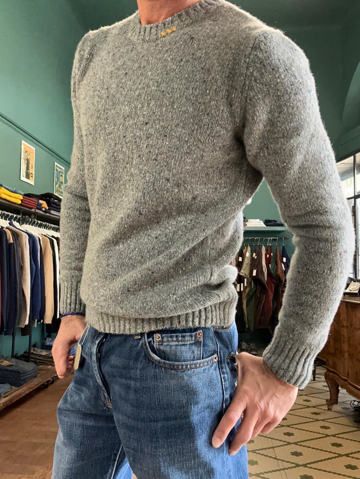 Maglione girocollo Koon bottonato misto lama