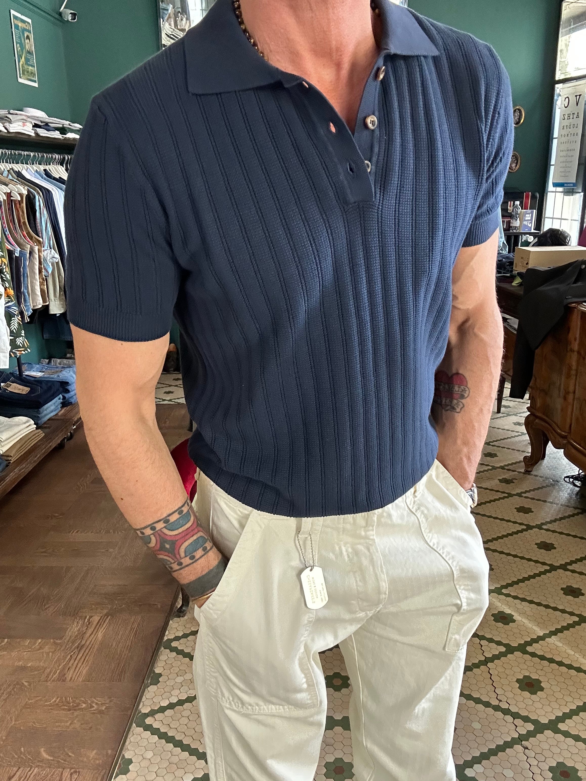 Polo maglina 100% cotone lavorazione a righe