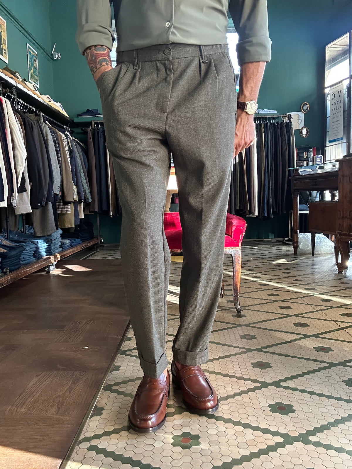 Pantalone Bristol con elastico laterale
