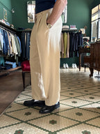 Linen blend oversized trousers with pleats