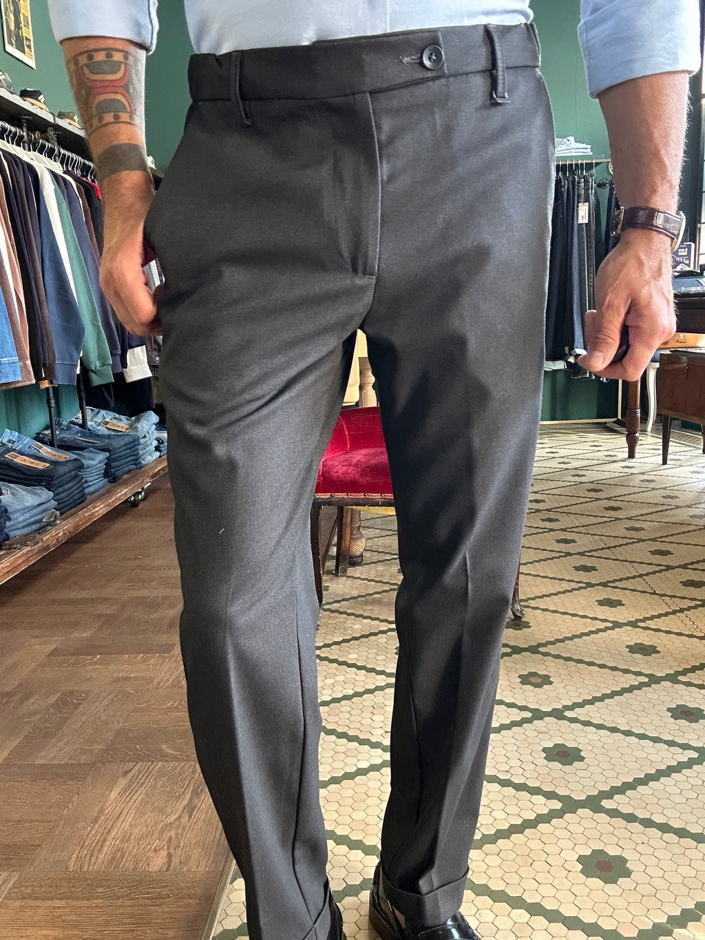 Pantalone Bridges slim fit con elastico in vita