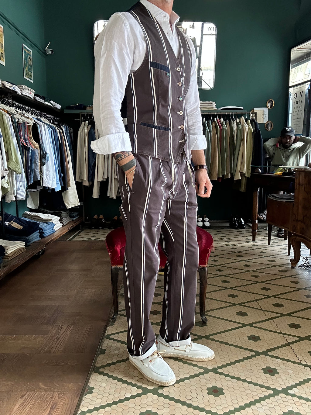 Pantalaccio garry’s earth a righe cotone Made in Italy