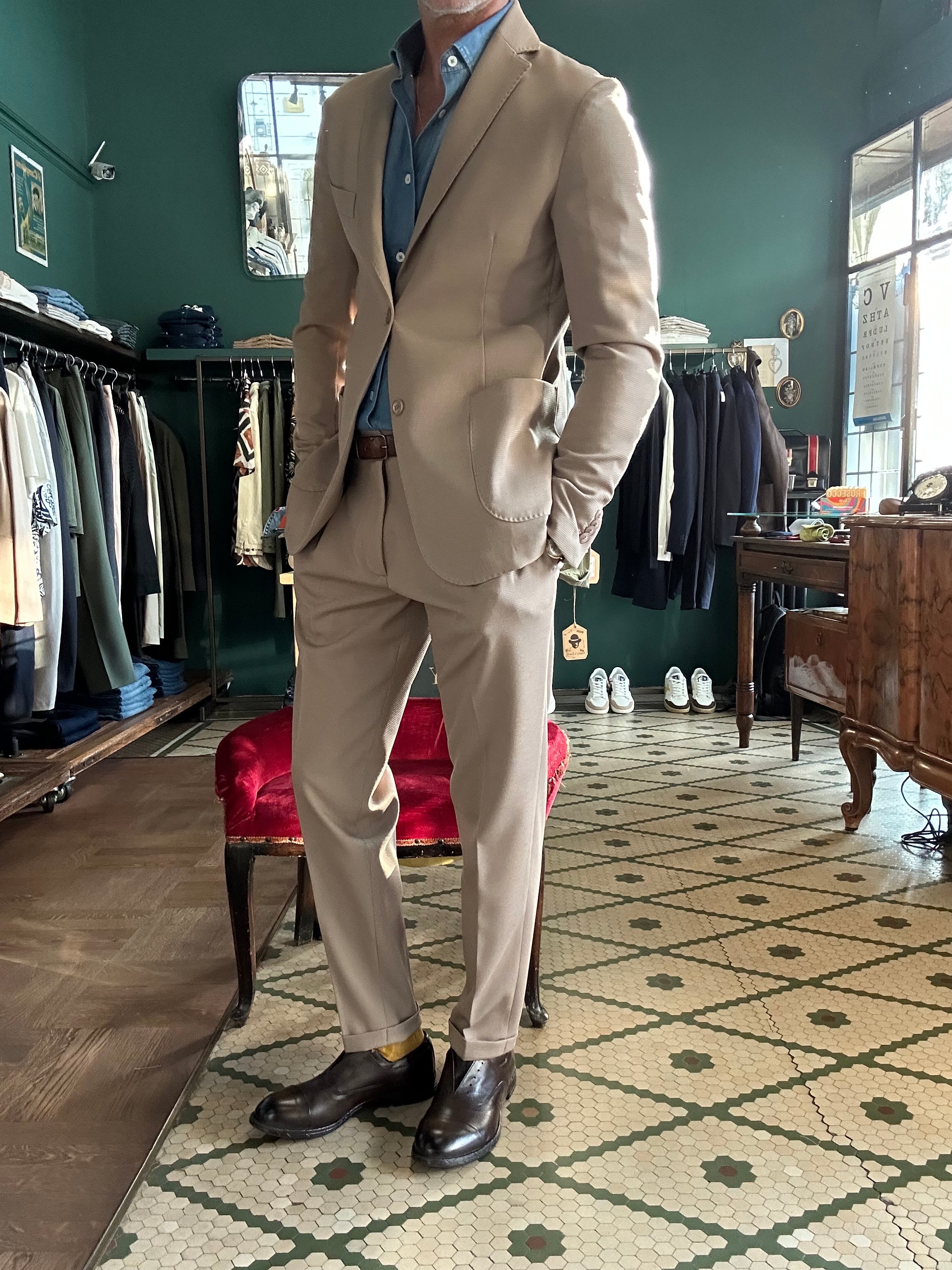 Pantalone tessuto operato