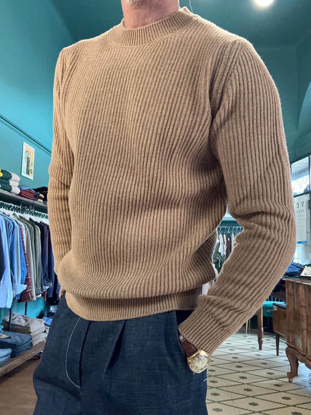 Maglione girocollo “Carlo” a costa in lana