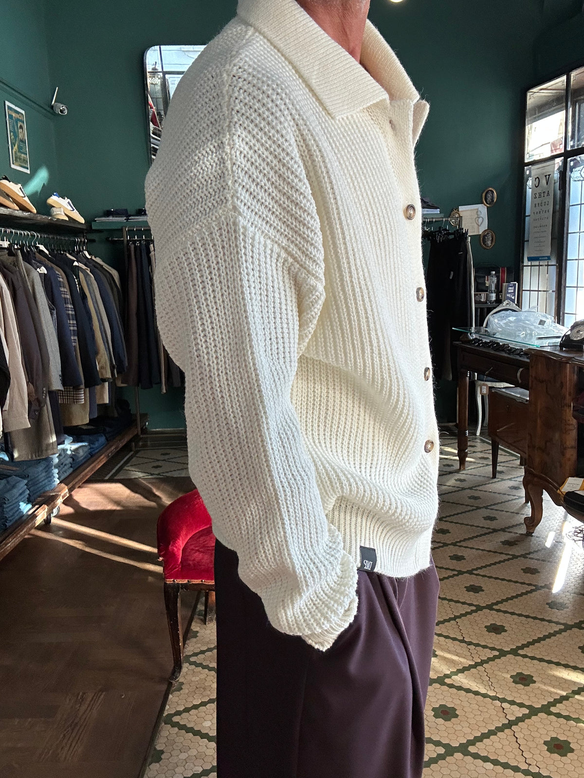 Cardigan costa inglese misto lana
