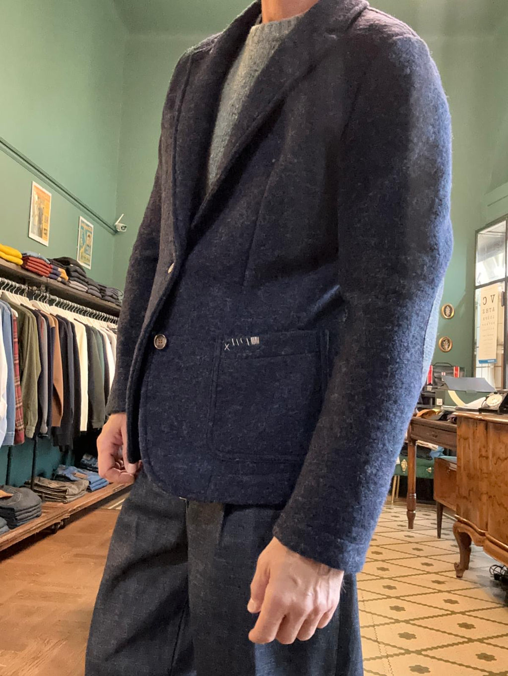 Giacca koon blu in lana cotta