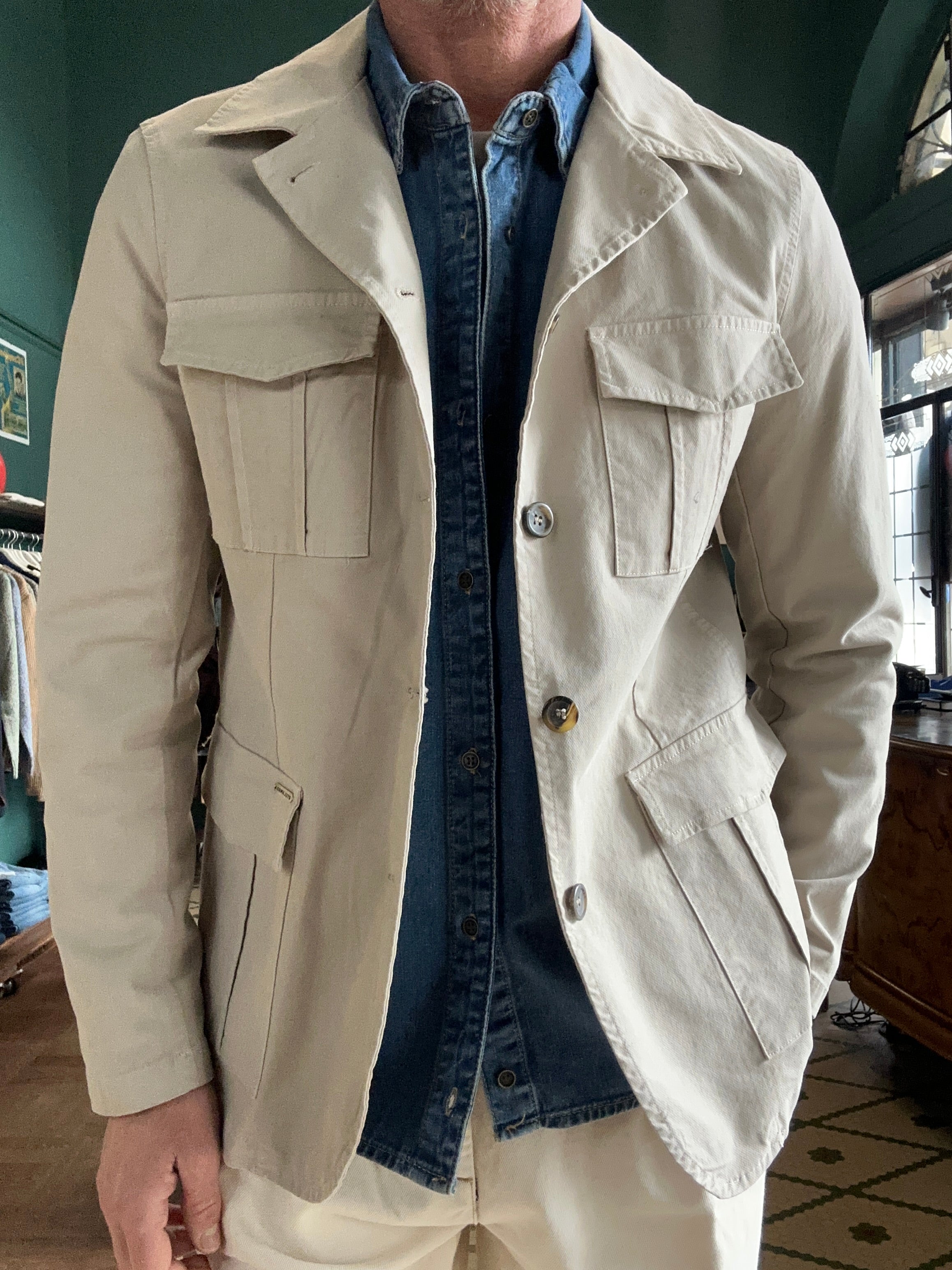 Field jacket in cotone piquet