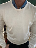 Maglioncino girocollo in cotone e cashmere