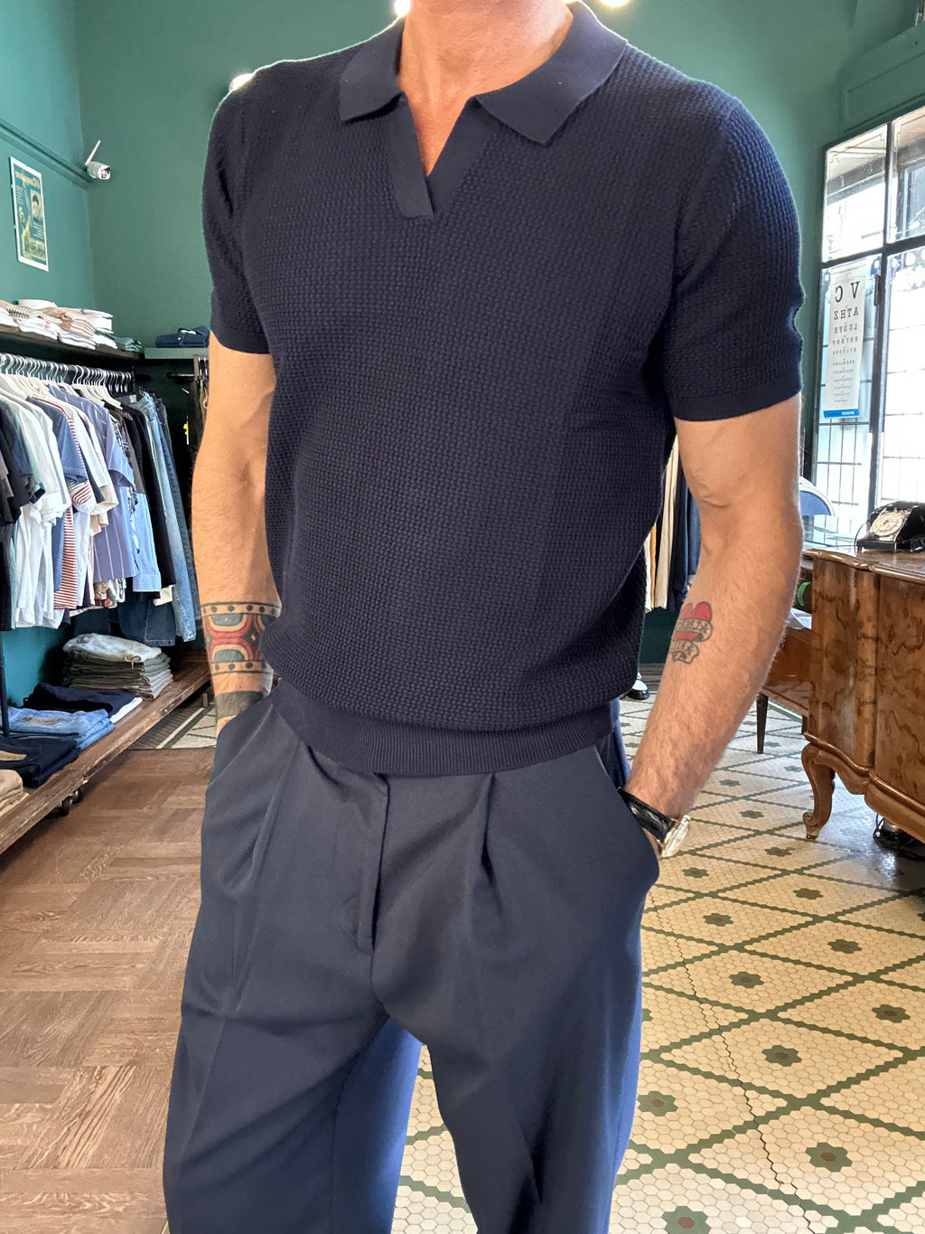Polo 100% cotone con trama