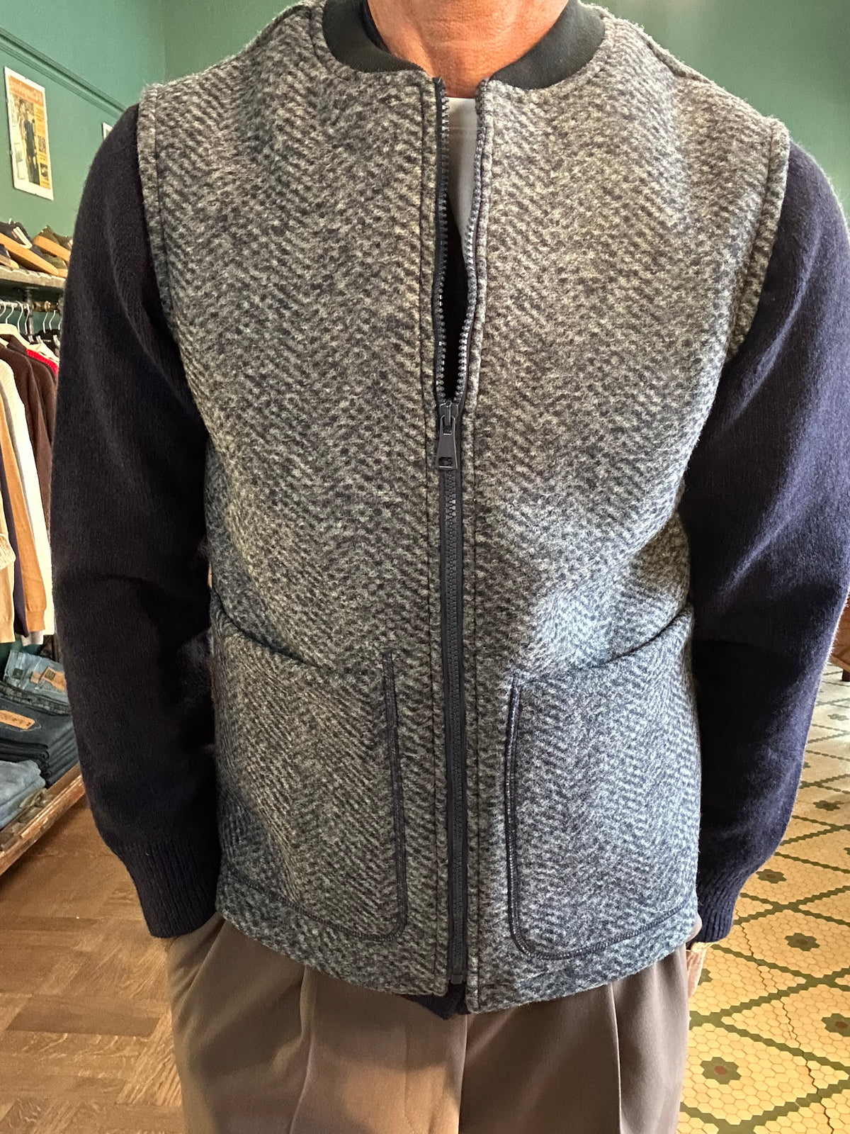 Gilet koon misto lana in panno con zip