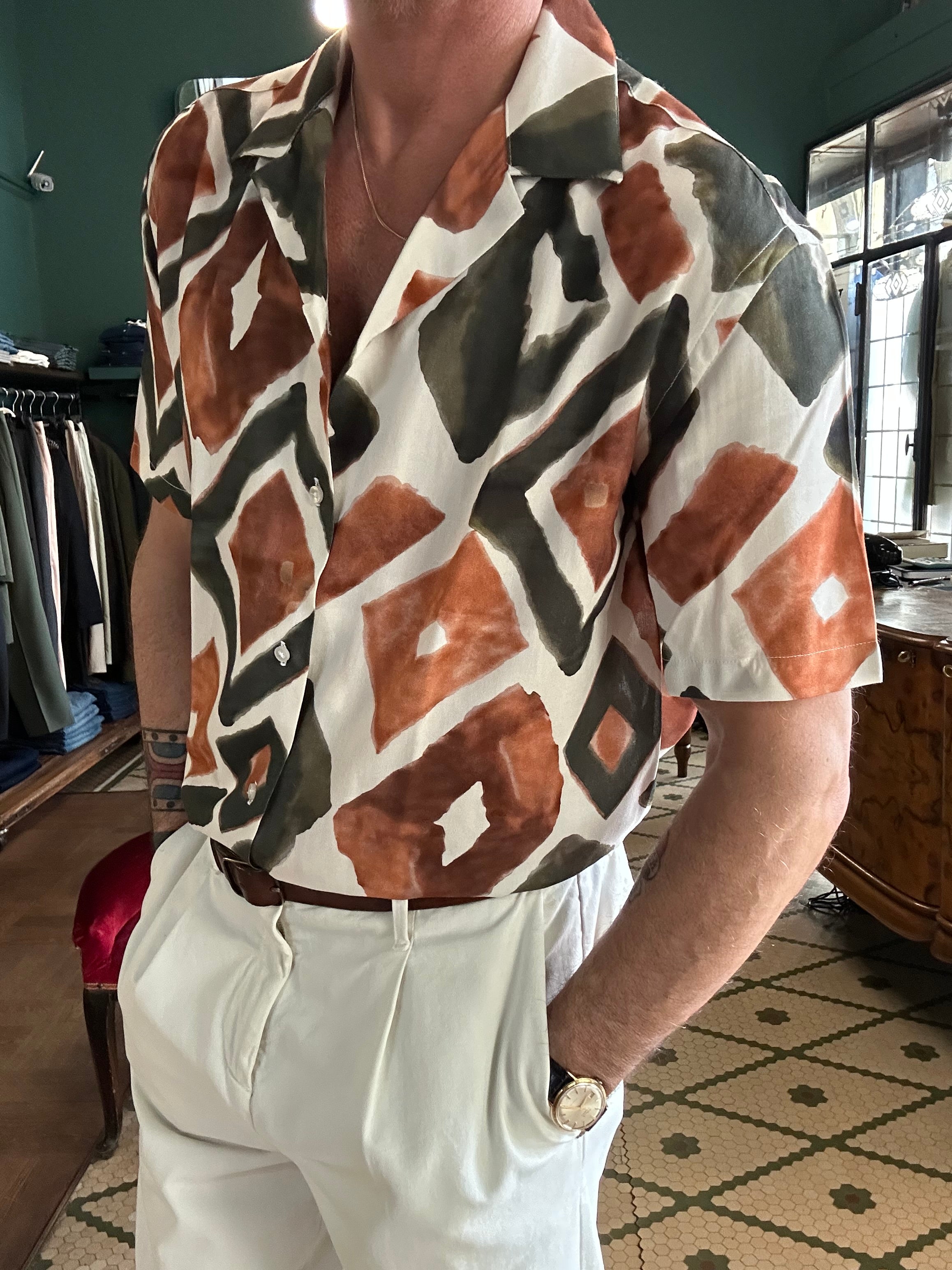 Camicia viscosa collo Hawaii honolulu