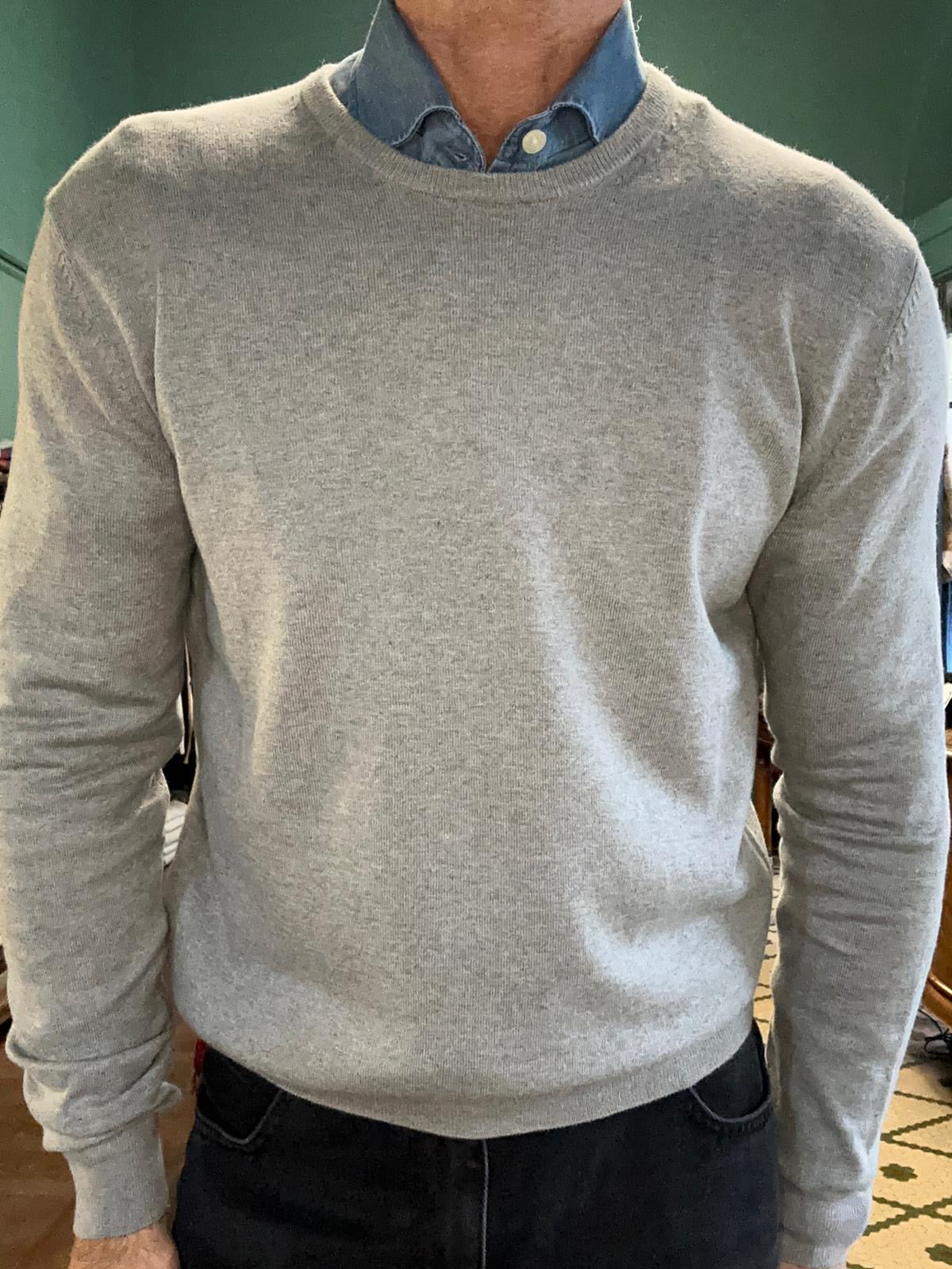 Maglioncino girocollo in cotone e cashmere