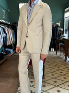 Koon trousers with double pleats in embossed cotton